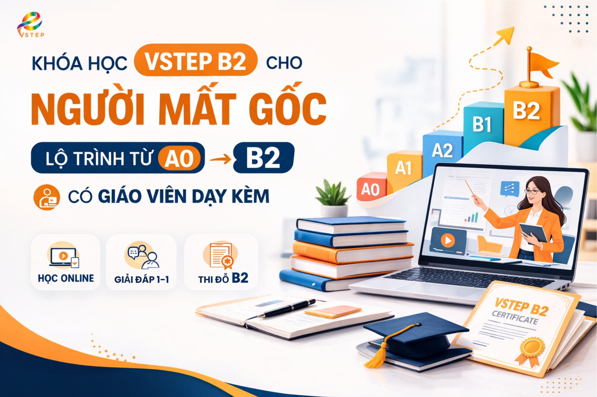 Khóa Học VSTEP B2 Cho Người Mất Gốc: Lộ Trình Từ A0 Có Giáo Viên Dạy Kèm